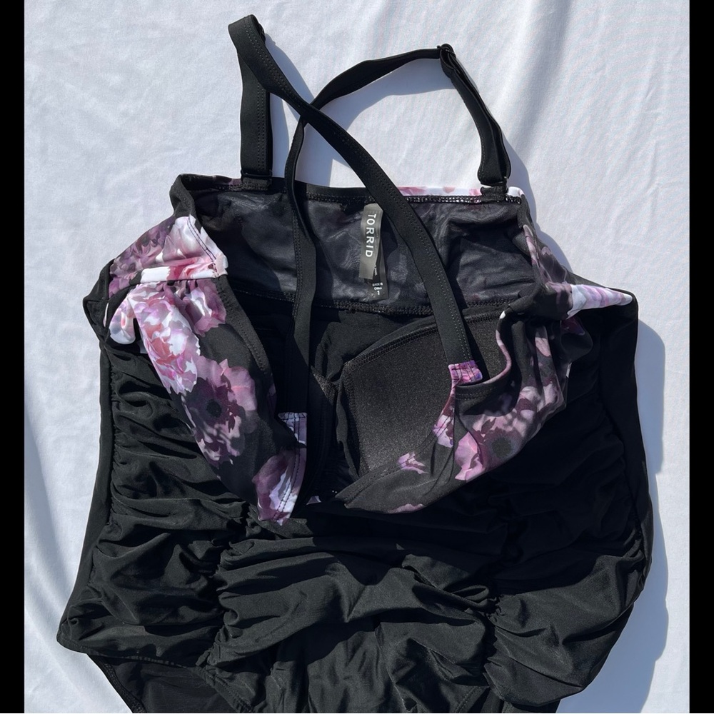 Torrid Black Floral One-Piece Swimsuit - Picture 3 of 11